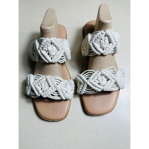 Torrid Women's BOHO Macrame Double Band Slide Sandals Double Wide Size 10WW